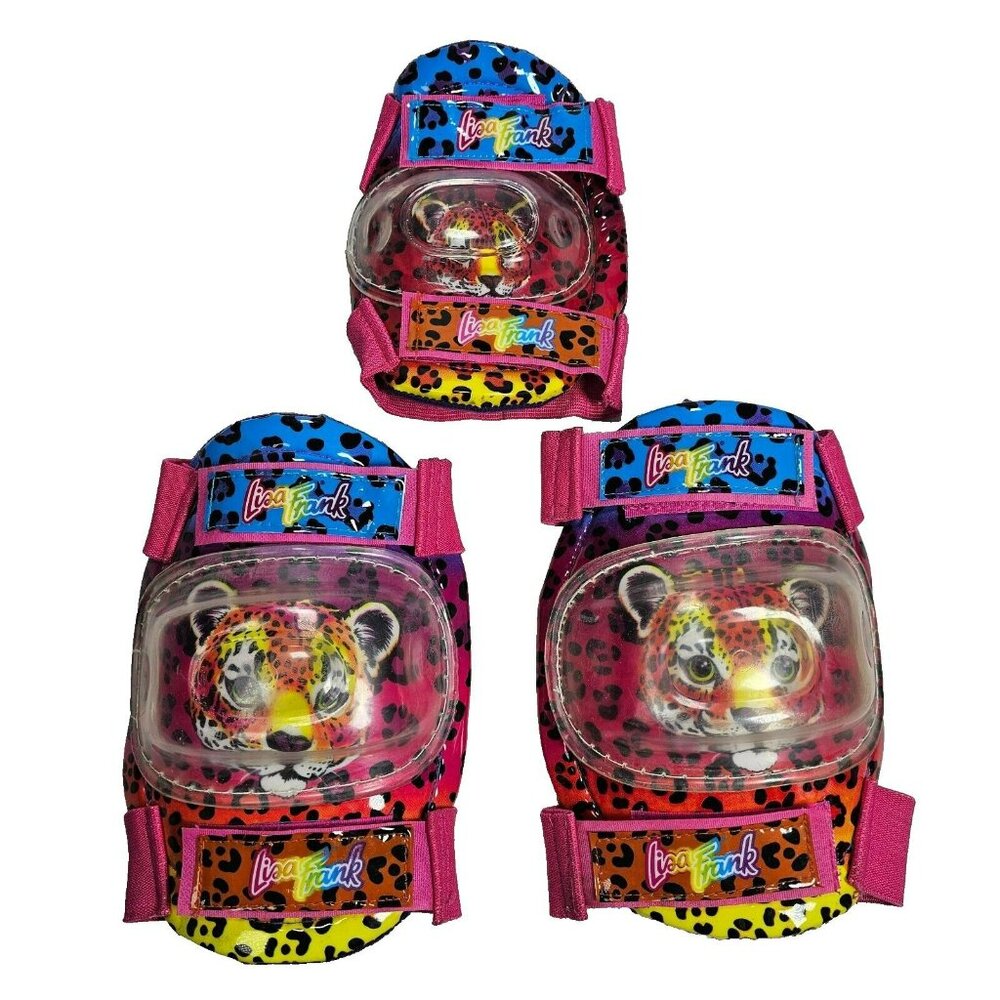 Lisa Frank Skateboard Inline Skate Knee Pads Youth Size S Pink Cheetah Leopard